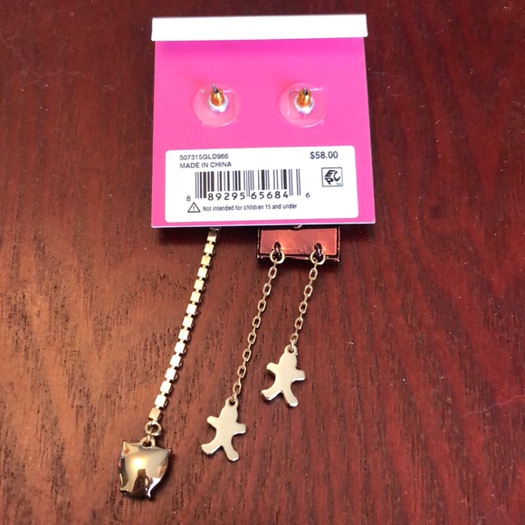 Betsey Johnson Jingle Bell Bling Gingerbread House Heart Mismatch Drop Earrings - Picture 13 of 14